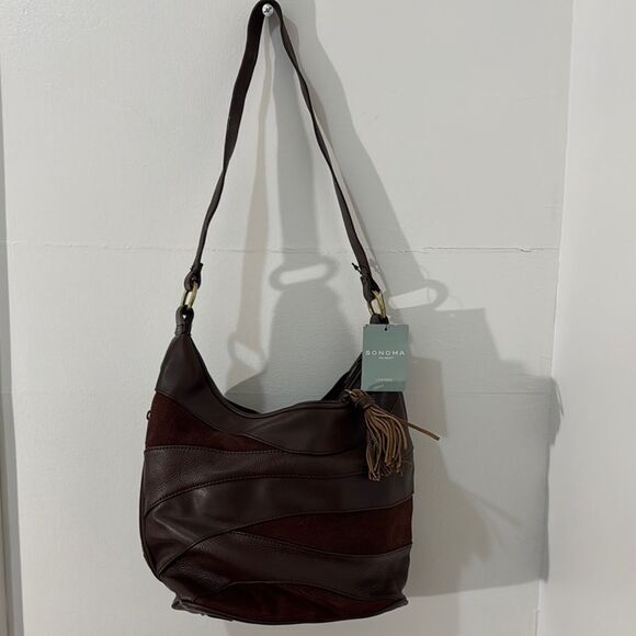 Sonoma Brown Leather Shoulder Bag with Slouchy Design - Picture 3 of 11